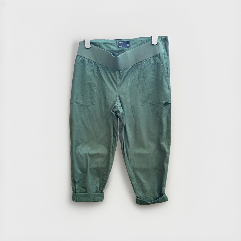 ASOS Maternity Olive Green Cotton Cargo Utility Pants US 14 Under-the-Bump